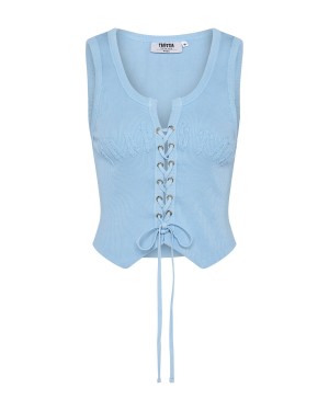 Baby Blue Womens Trapstar Irongate Lace Up Vest | SRU-379602