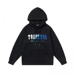 Black Mens Trapstar Blue Logo Hoodie | DTC-720683