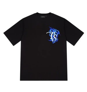 Black Mens Trapstar Chrome Flame Ss23 T-Shirt | QSC-950641