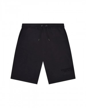 Black Mens Trapstar Decoded Chenille Shorts | WIU-628305