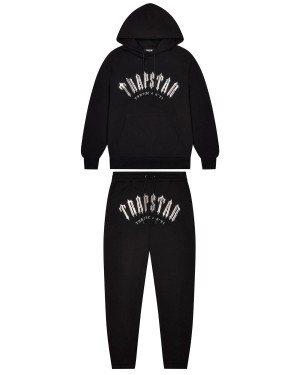 Black Mens Trapstar Decoded Hooded Gel Tracksuits | RPY-981653