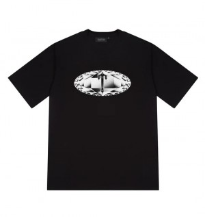 Black Mens Trapstar Diamond In The Rough T-Shirt | EVK-807193