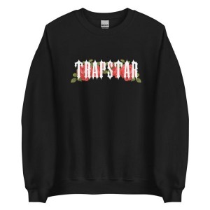 Black Mens Trapstar Flowers Sweatshirts | XKB-186052