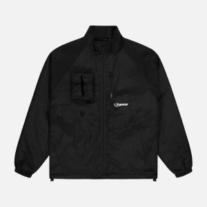 Black Mens Trapstar Hyperdrive Ripstop City Zip-Up Coats | NXU-927610