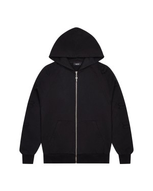 Black Mens Trapstar Irongate Patchwork Zip Hoodie | HBQ-673845