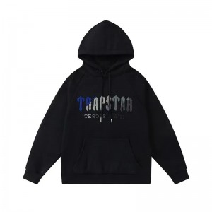 Black Mens Trapstar It’s A Secret Blue-Gray Logo Hoodie | UHC-790215