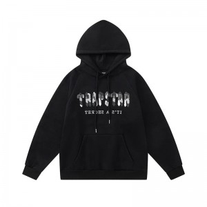 Black Mens Trapstar It’s A Secret Gray Logo Hoodie | IEC-207146