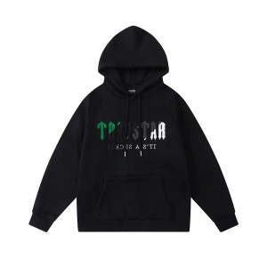 Black Mens Trapstar It’s A Secret Green-Gray Logo Hoodie | ZYS-415728