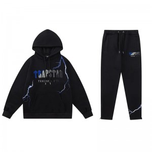 Black Mens Trapstar Lightning Tracksuits | LYZ-759132