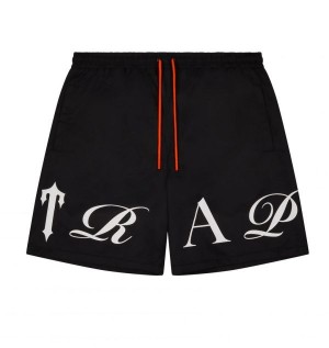 Black Mens Trapstar London Script Swimming Shorts | DBE-650924