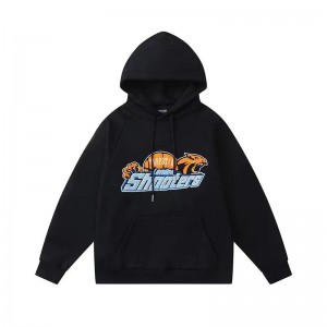 Black Mens Trapstar Shooters Orange Logo Hoodie | XWD-358042