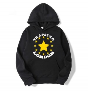 Black Mens Trapstar Stars London Hoodie | KTN-126850