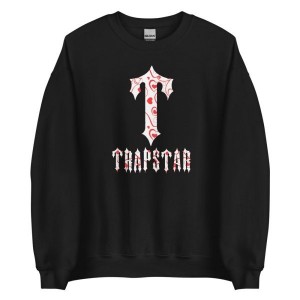 Black Mens Trapstar T-For Hearts Sweatshirts | RVT-684172