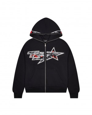 Black Mens Trapstar TS Star Camo Hoodie | GYP-269418