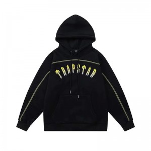 Black Mens Trapstar Yellow Logo Hoodie | GRE-541702