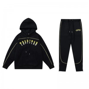 Black Mens Trapstar Yellow Logo Tracksuits | BYH-753840