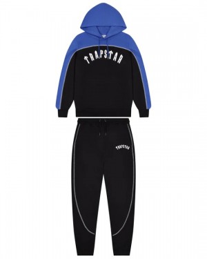 Black / Blue Mens Trapstar Irongate Chenille Arce Hooded Tracksuits | HGX-690245