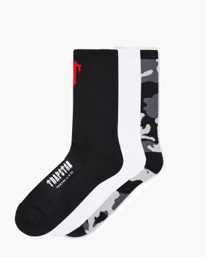 Black / Camo Mens Trapstar 3 Pack Irongate T Socks | IWG-749506