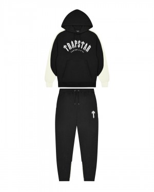 Black / Cream Mens Trapstar Irongate Arch Panel Tracksuits | AFM-817642