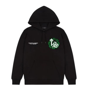 Black / Green Mens Trapstar Chain Script Hoodie | HKX-740289