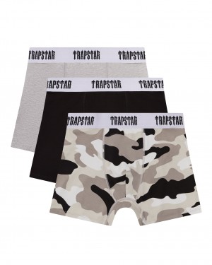 Black / Grey / Camo Mens Trapstar 3 Pack Boxer | VEH-712583