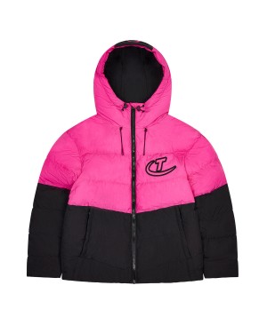 Black / Pink Mens Trapstar Hyperdrive Hooded Puffer Jackets | SNA-583162