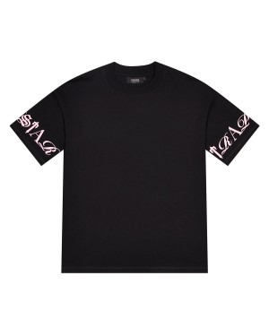 Black / Pink Mens Trapstar Script T-Shirt | ZKT-374650