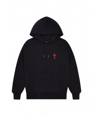 Black / Red Mens Trapstar Foundation Hoodie | XYW-984072