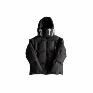 Black / White Mens Trapstar Irongate Collar Puffer Jackets | QPM-489651