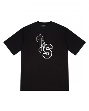 Black / White Mens Trapstar Ts Star T-Shirt | MJX-376584