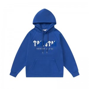 Blue Mens Trapstar Blue Logo Hoodie | OEF-695310