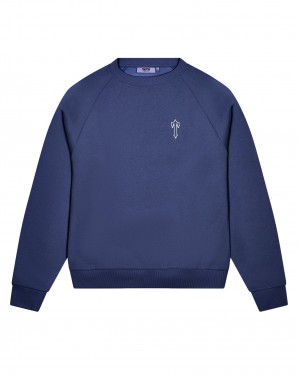 Blue Mens Trapstar Foundation Crew Sweatshirts | HWY-057389