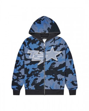 Camo / Blue Mens Trapstar Ta Star Hoodie | JUP-209147