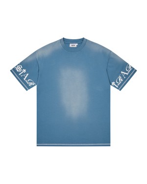 Denim Blue Mens Trapstar Script 2.0 T-Shirt | KDJ-168527