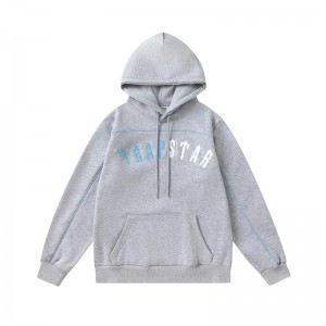 Grey Mens Trapstar Blue-White Logo Hoodie | JAI-038917