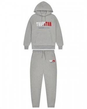 Grey Mens Trapstar Decoded Chenille Hooded Tracksuits | CXB-487509