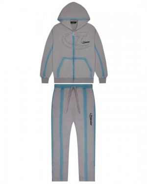 Grey Mens Trapstar Hyperdrive Zip Through Tracksuits | ZOA-582604