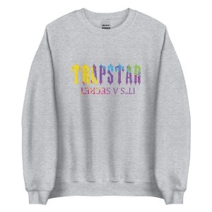 Grey Mens Trapstar It’s A Secret Paint Pattern Sweatshirts | TRZ-542017