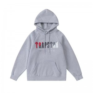 Grey Mens Trapstar It’s A Secret Red-Gray Logo Hoodie | WAD-891637