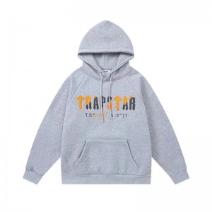 Grey Mens Trapstar It’s A Secret Yellow Logo Hoodie | PGH-507892