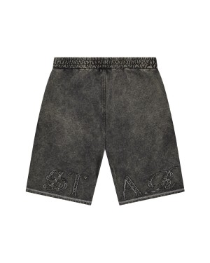 Grey Mens Trapstar Patchwork Script Shorts | ZHN-610954