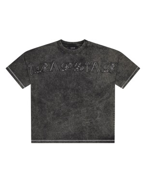 Grey Mens Trapstar Patchwork Script T-Shirt | QIH-809276