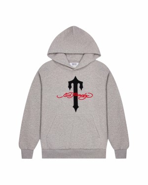 Grey Mens Trapstar x Ed Hardy Hoodie | HPM-168924