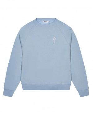 Light Blue Mens Trapstar Foundation Crew Sweatshirts | QTY-268153