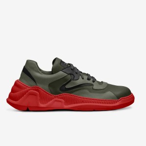 Olive / Red Mens Trapstar Shoes | JRU-604587