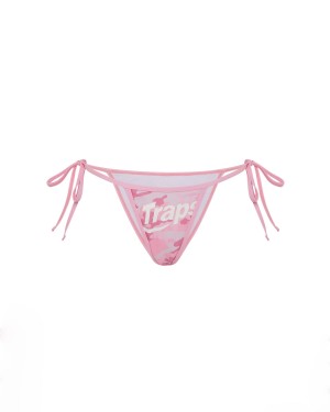 Pink Womens Trapstar Hyperdrive Tie Side Bikini Bottoms | HGW-061427