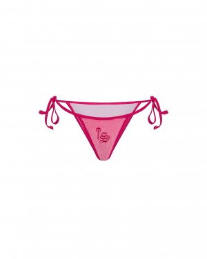 Pink Womens Trapstar Terry Script Bikini Bottoms | DTI-594236