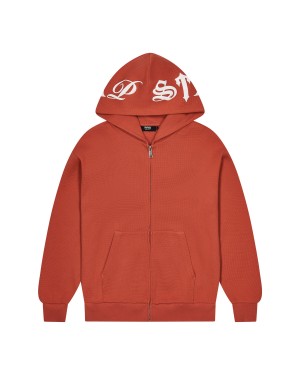 Red Mens Trapstar Script Waffle Hoodie | NDM-650138