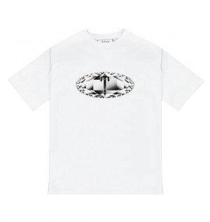 White Mens Trapstar Diamond In The Rough T-Shirt | QWH-950827