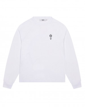 White Mens Trapstar Foundation LS T-Shirt | RQN-780194